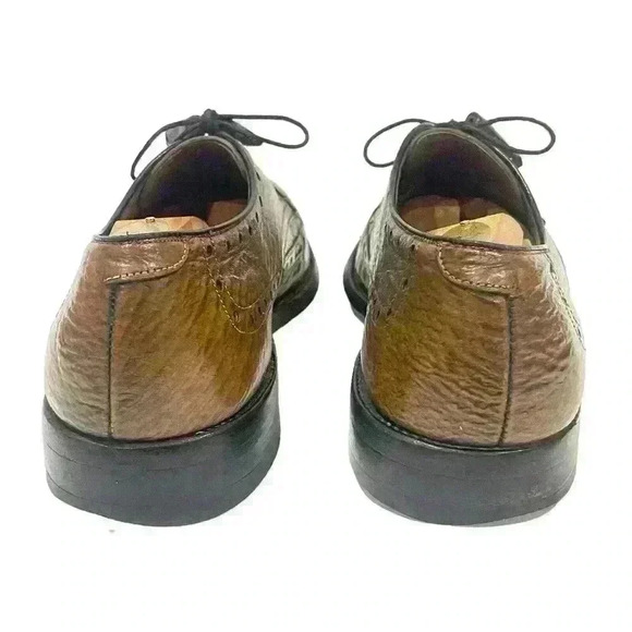 VTG Allen Edmonds Nassau Brown Sharkskin Mens Wingtip Brogue Oxford Sz 10.5/44.5 - Picture 8 of 16